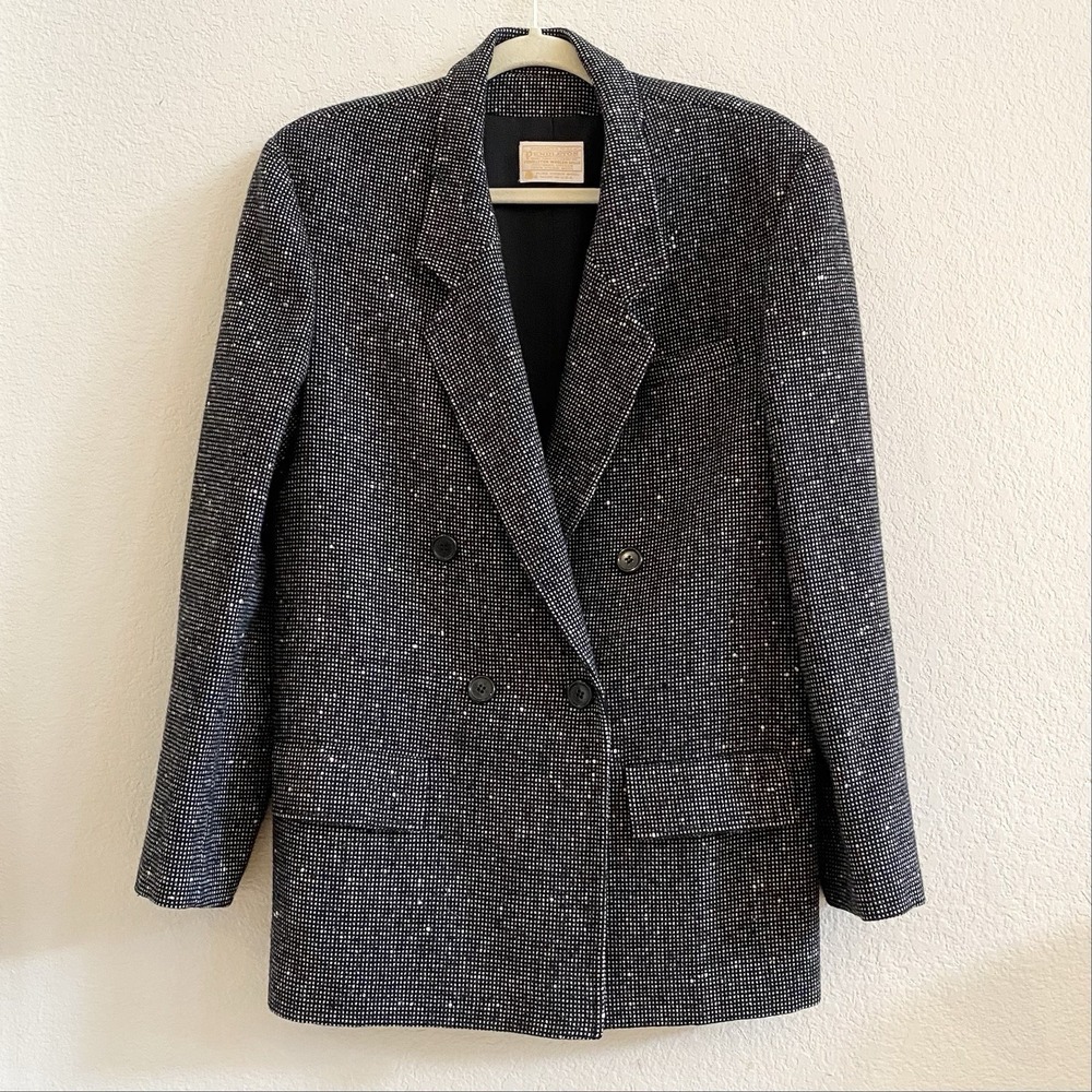 Vintage Pendleton Women's Gray Blazer Jacket Size 16 100% Virgin Wool USA